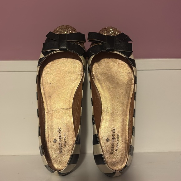 Kate Spade Striped Flats with Glitter Toe and Bow “Trixie” 8 - Picture 5 of 8